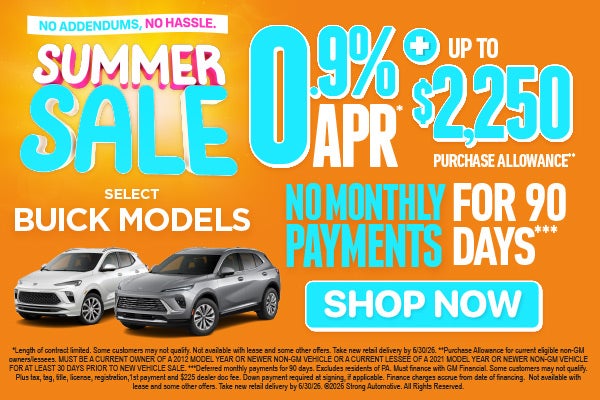 SELECT BUICK MODELS	"0.9% APR* Plus, up to $2,250 purchase a