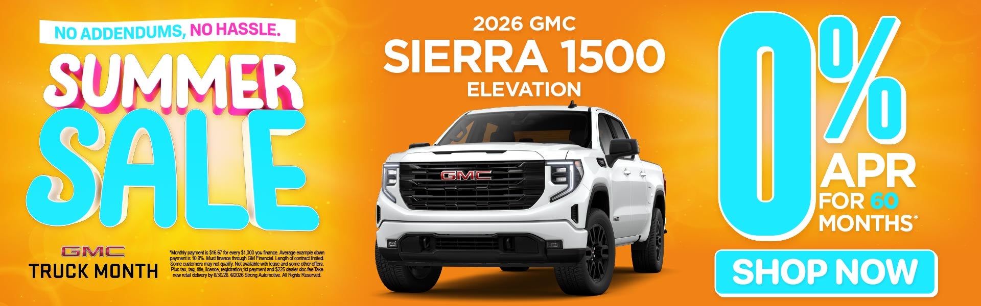 2026 GMC Sierra 1500 ELEVATION	0% APR FOR 60 MO* 