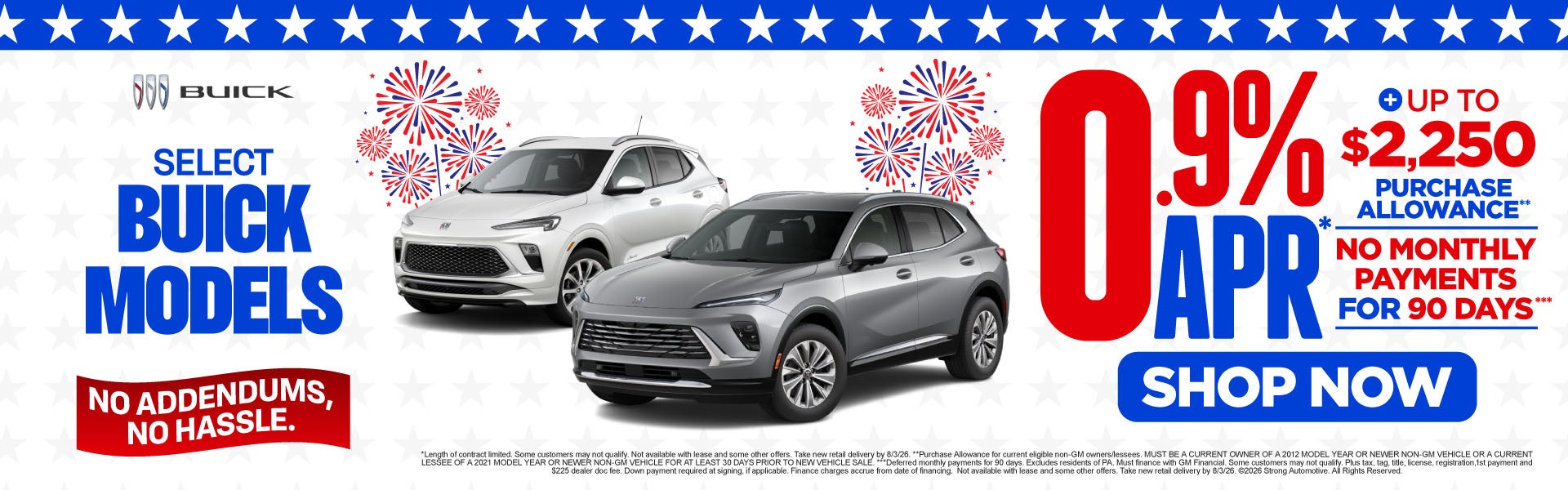 SELECT BUICK MODELS	"0.9% APR* Plus, up to $2,250 purchase a