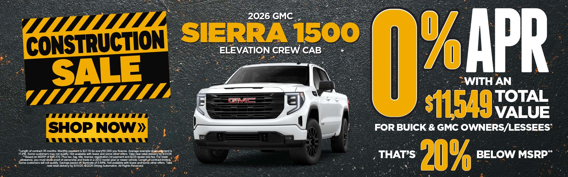 "2026 GMC Sierra 1500 ELEVATION CREW CAB NO ADDENDUMS, NO HA