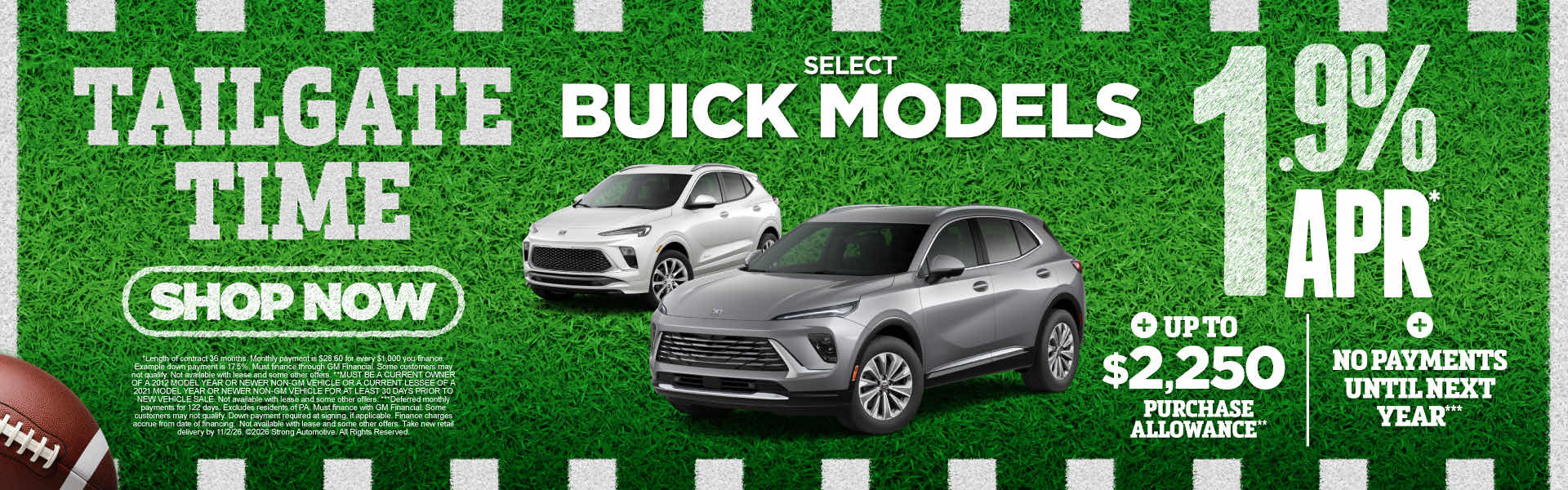 SELECT BUICK MODELS	"1.9% APR* Plus, up to $2,250 purchase a