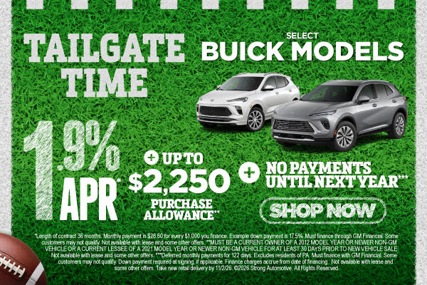 SELECT BUICK MODELS	"1.9% APR* Plus, up to $2,250 purchase a